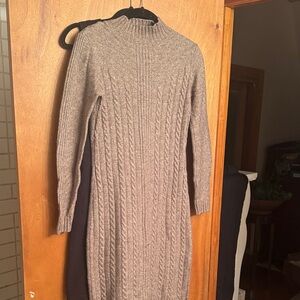 Tahari Gray Long Sleeve Knit Dress